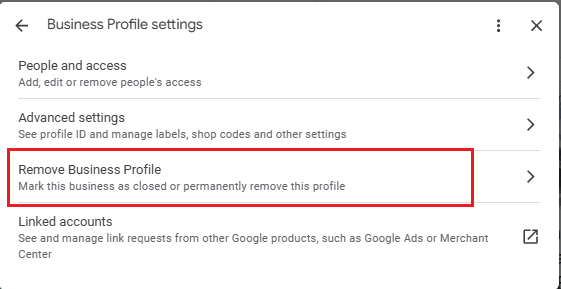 Remove Google My Business profile from maps.